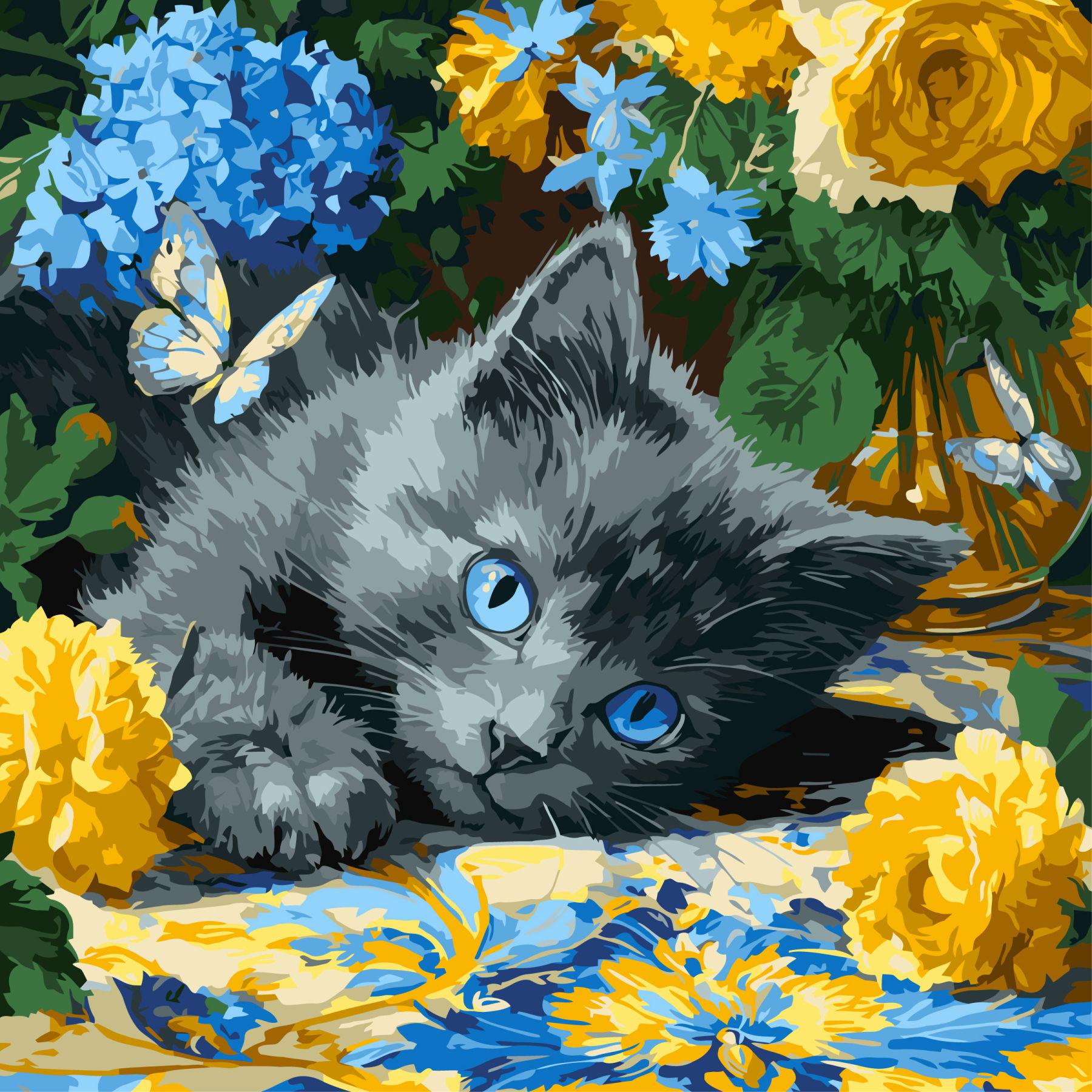 Набір для розпису по номерах Ideyka Кошення блакитнооке КНО6795 40x40 см (MTT-202029)