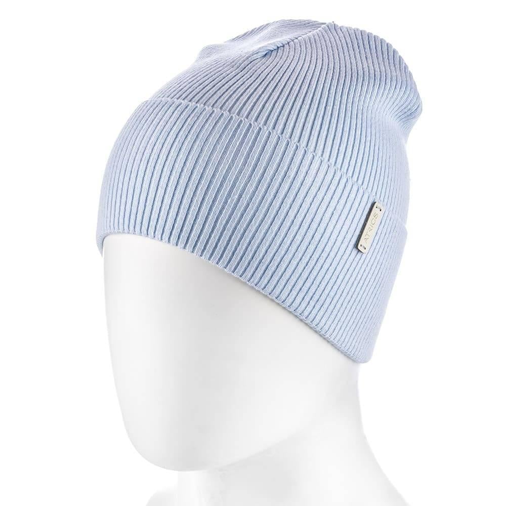 Шапка Actrics UH772 одинарная рубчик из хлопка на манжете Голубой