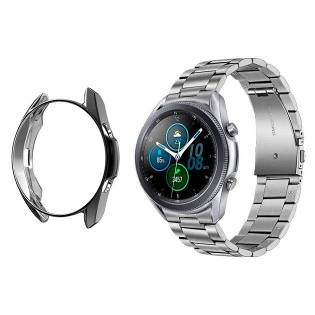 Комплект Watchbands металлический ремешок Premium и чехол для Samsung Galaxy Watch 3 45 мм Silver/Black (WBKW-345-2)