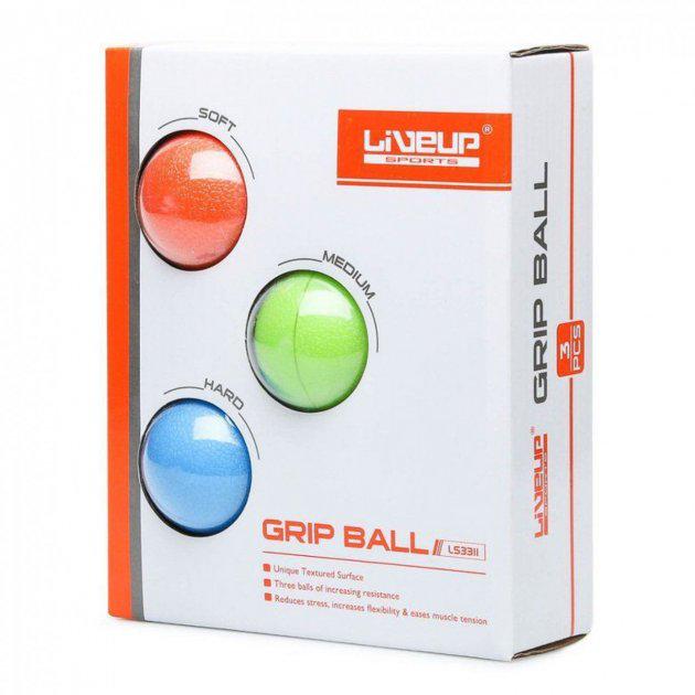 Набір м'ячиків-еспандерів LiveUP Grip Ball 4,5x6,5 Різнокольоровий (LS3311) - фото 2