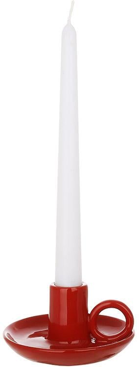 Подсвечник керамический блюдце с красной ручкой