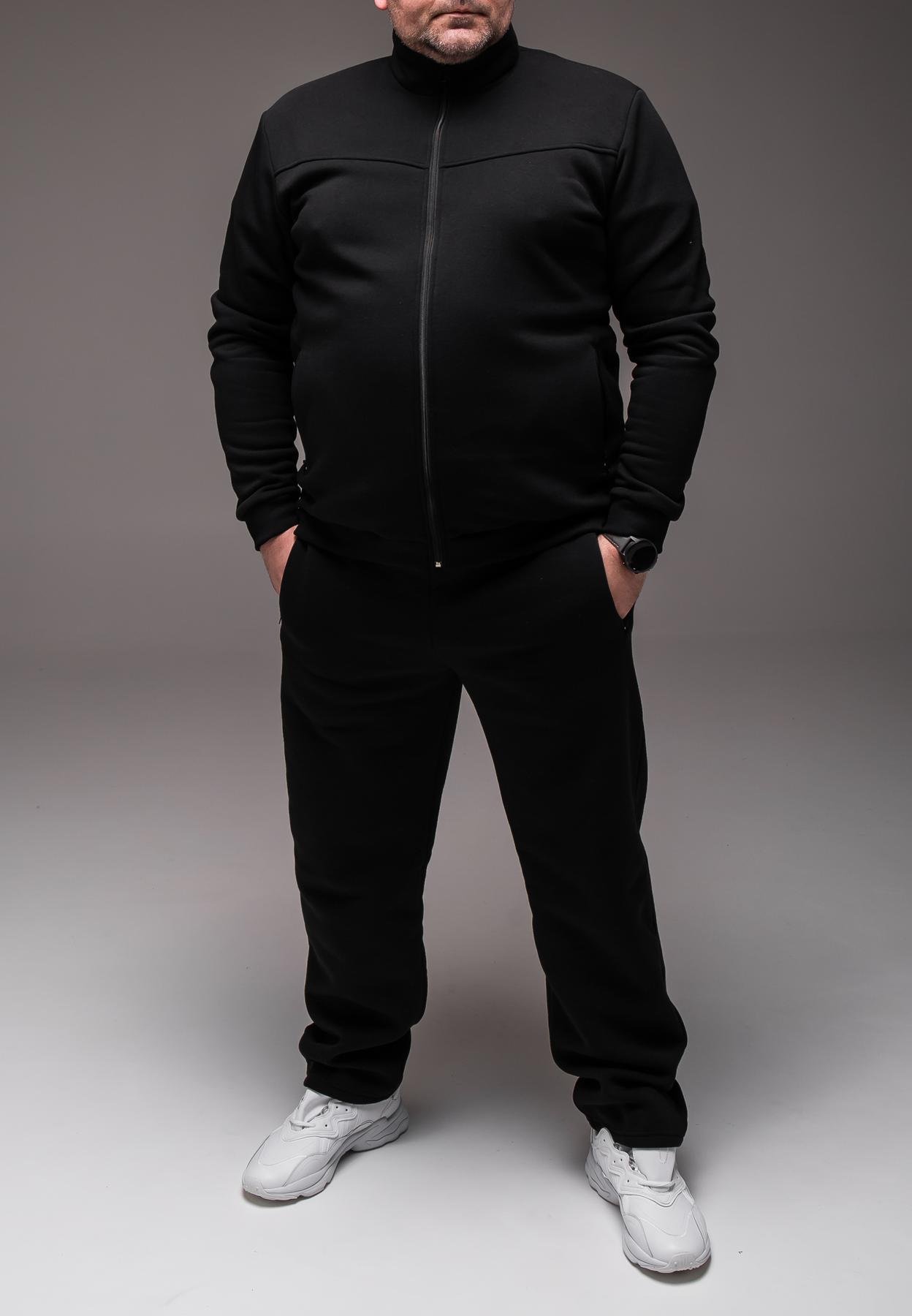Спортивний костюм чоловічий зимовий на флісі батал 3XL Чорний (2440) - фото 3