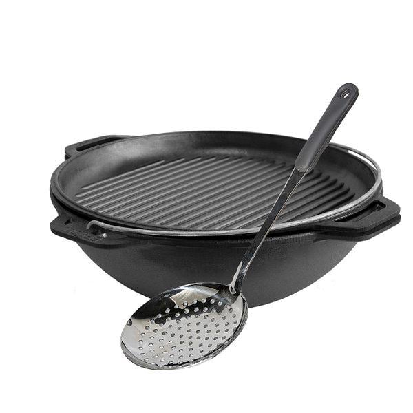 Котел азиатский Brizoll чугунный с крышкой-сковородкой и шумовкой