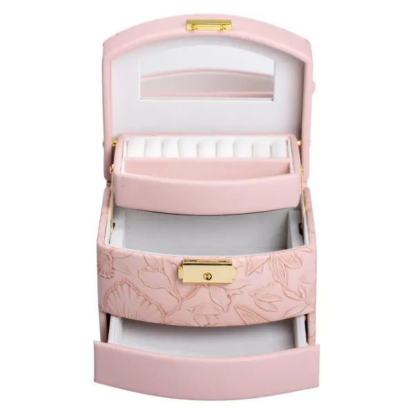 Кейс-ящик для украшений с замком 15,5х11,5х11,5 см Розовый