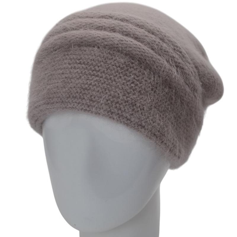 Шапка женская ангоровая двойная со стразами зимняя Novita Триша One size Пепельный (196528)