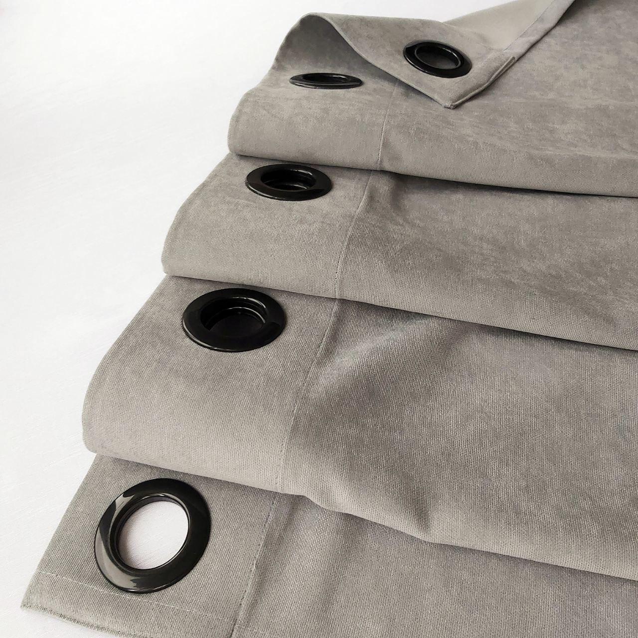 Штора на черных люверсах с подхватом 150х250 см микровелюр 1 шт. Серо-бежевый (5801211-MT11/150-BL) - фото 4 Штора на черных люверсах с подхватом 150х250 см микровелюр 1 шт. Серо-бежевый (5801211-MT11/150-BL) - фото 4