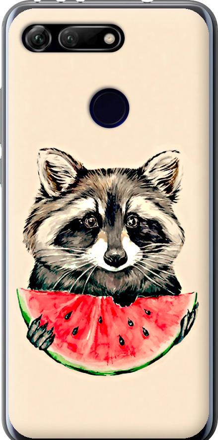Чехол на Huawei Honor View 20 Енотик с арбузом (4605u-1645-42517)