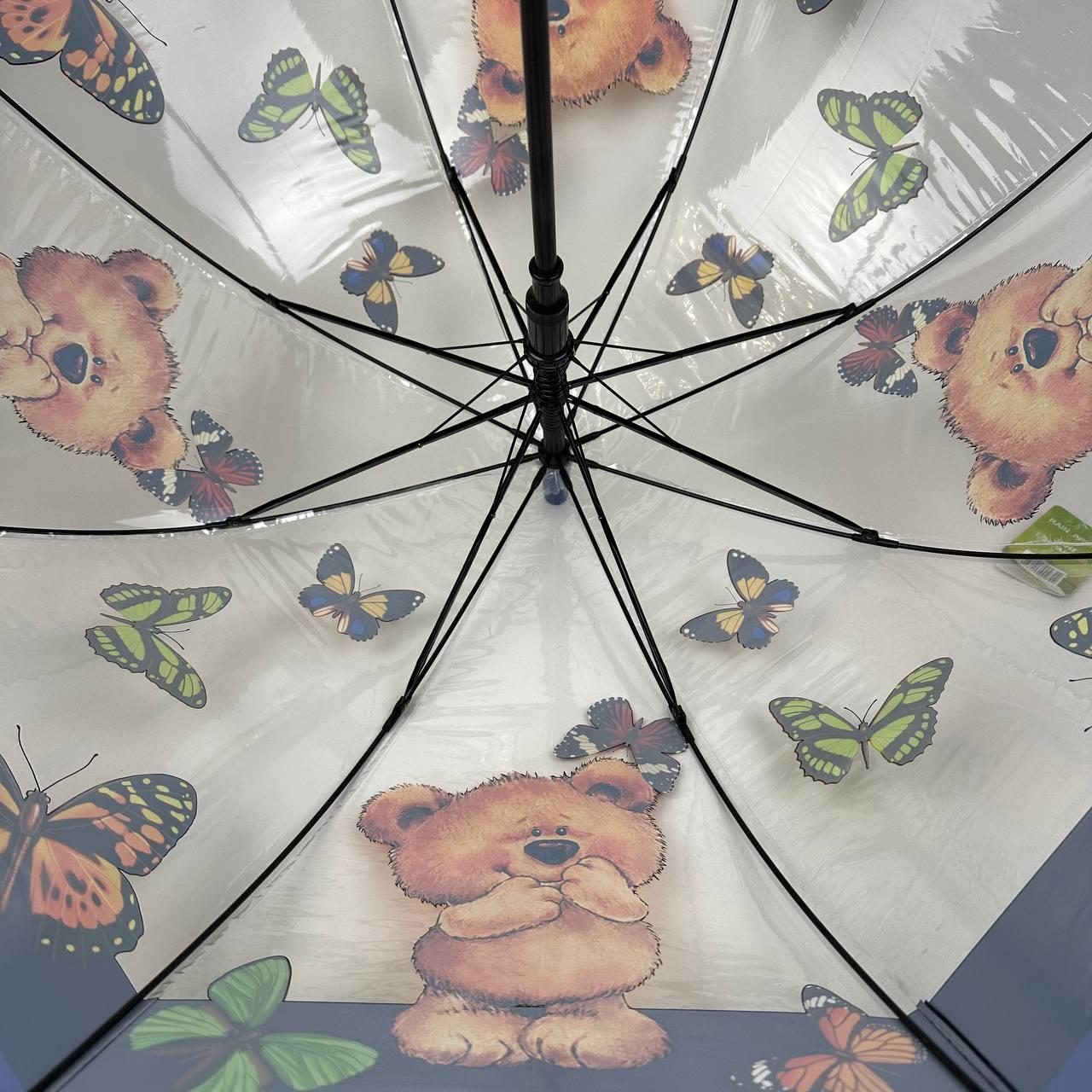 Зонтик-трость детская Rain Proof Мишки Прозрачный/Темно-синий (0272-4) - фото 3 Зонтик-трость детская Rain Proof Мишки Прозрачный/Темно-синий (0272-4) - фото 3