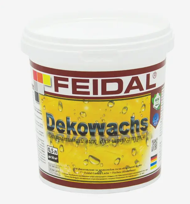 Віск для декоративних штукатурок Feidal Deko Wachs для захисту та блиску водостійкий ефект 0,5 л