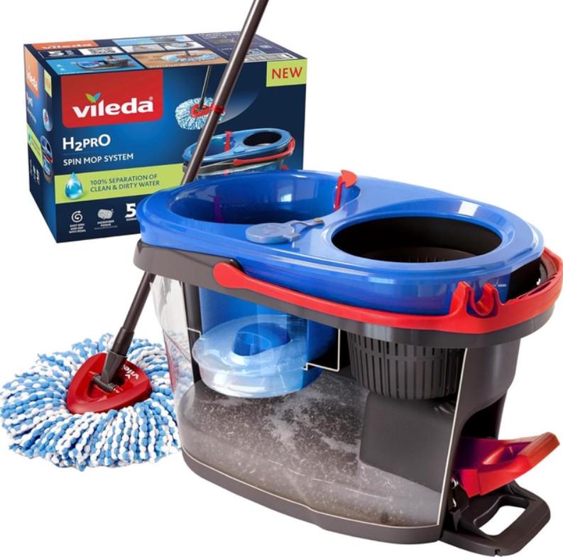 Набор для уборки Vileda 178332 H2prO Spin Mop & Bucket System телескопическая ручка 6 л