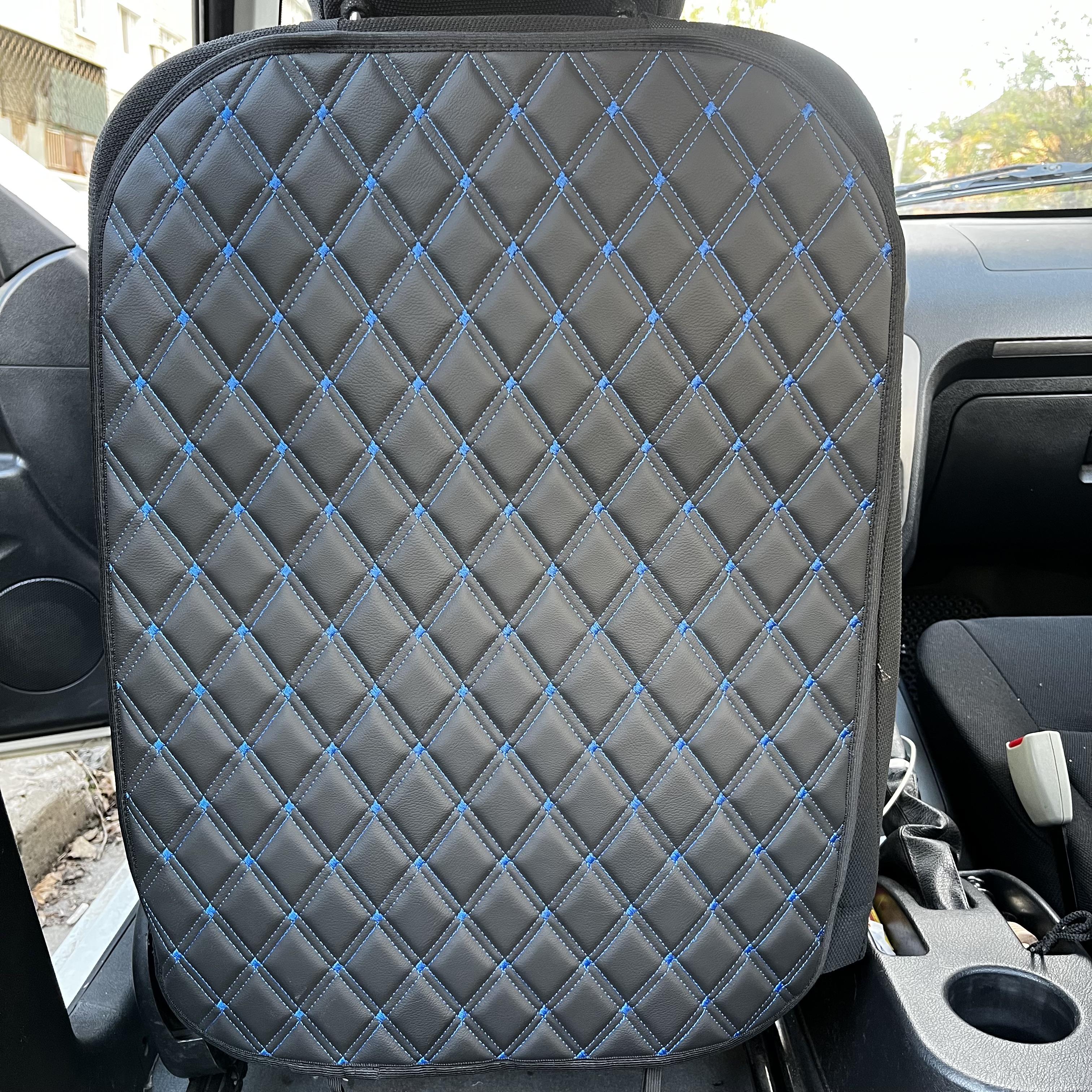 Накидка защитная на спинку сиденья автомобиля от грязных ног из эко-кожи 60x45 см без кармана Черный с синим (29882940) - фото 1