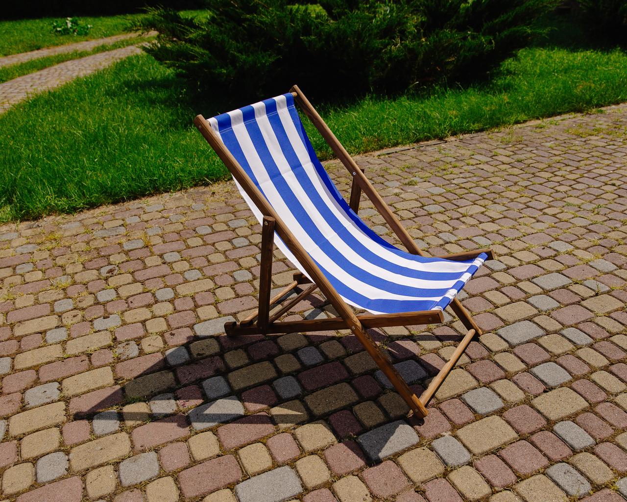 Шезлонг для дачи тканевый XRmaster Коричневый/Синий (КШ-003/2) - фото 4