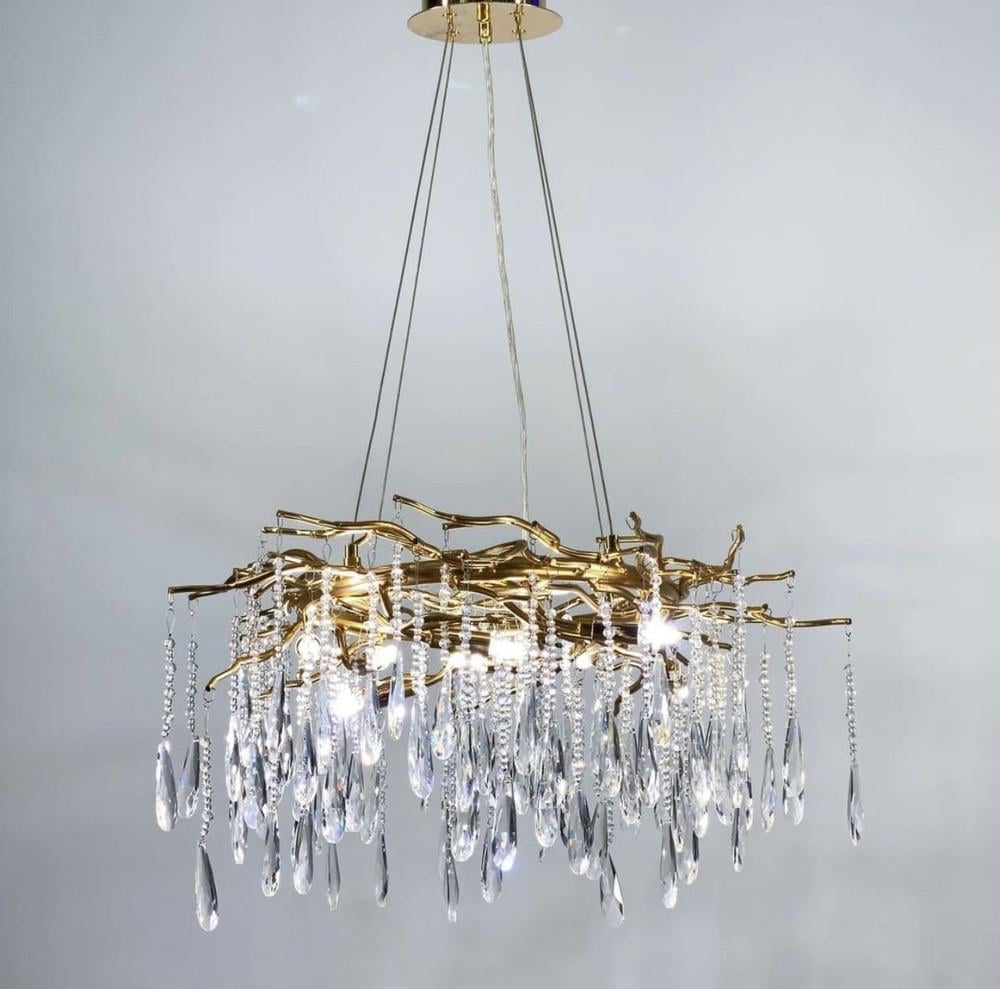 Люстра с подвесными хрустальными элементами Ø 60 см Золотой (MD 6006 GD)