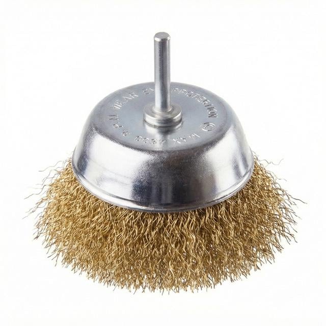 Щетка чашечная 100 мм 1/4" витая проволока покрытая латунью для дрели 4500 об/мин