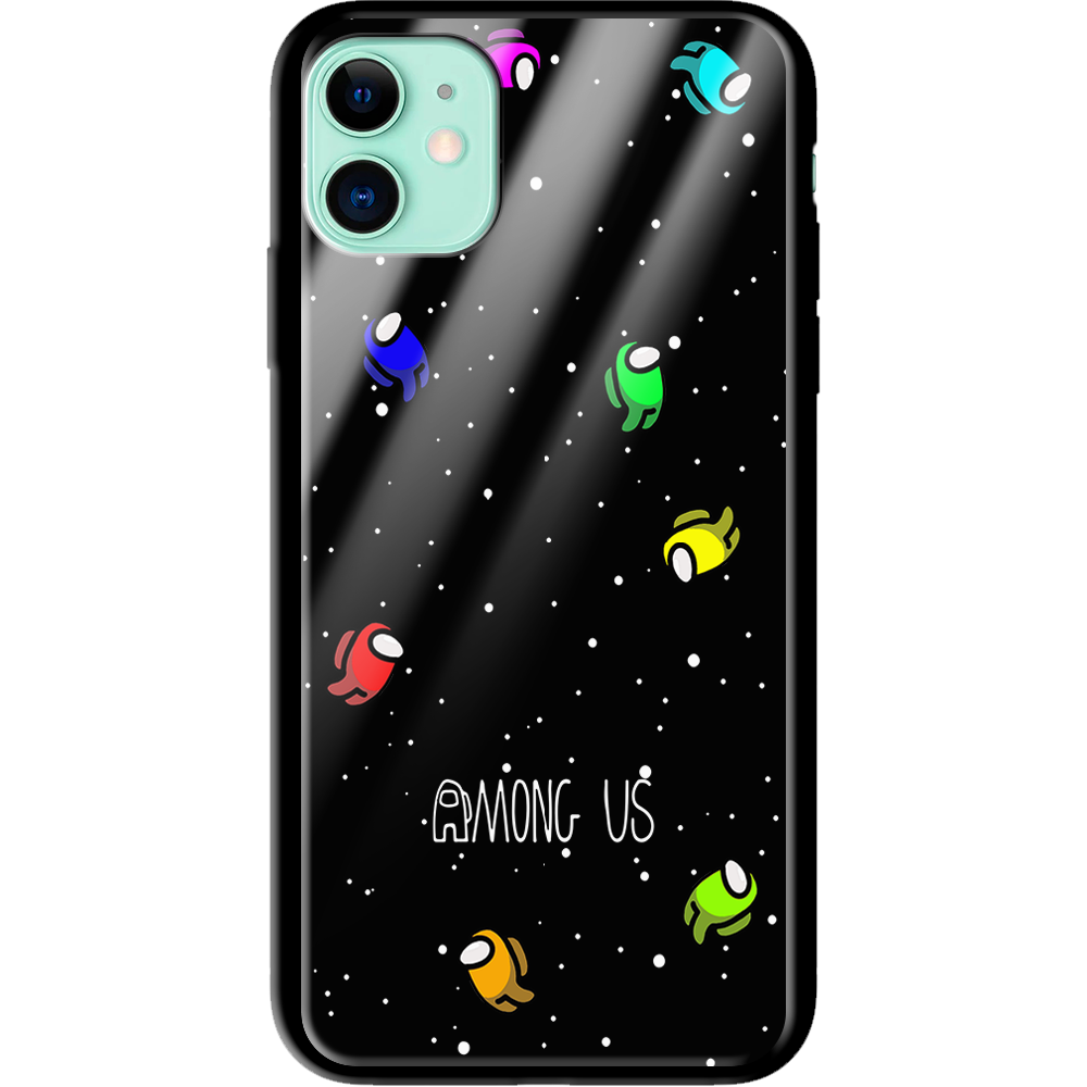 Чохол Boxface iPhone 11 Among Us Invisible Чорний силікон зі склом (38184-bk76-38345)