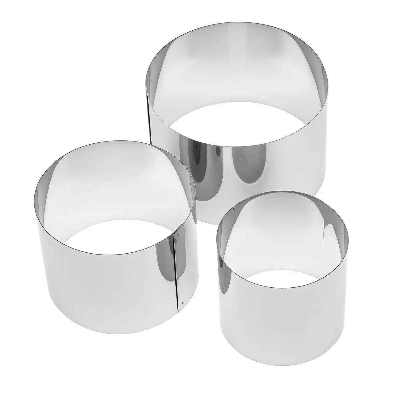 Набор круглых форм для выкладки салатов кольца для формирования десертов гарнира и высечки теста 12/10/8х6 см 3 шт.
