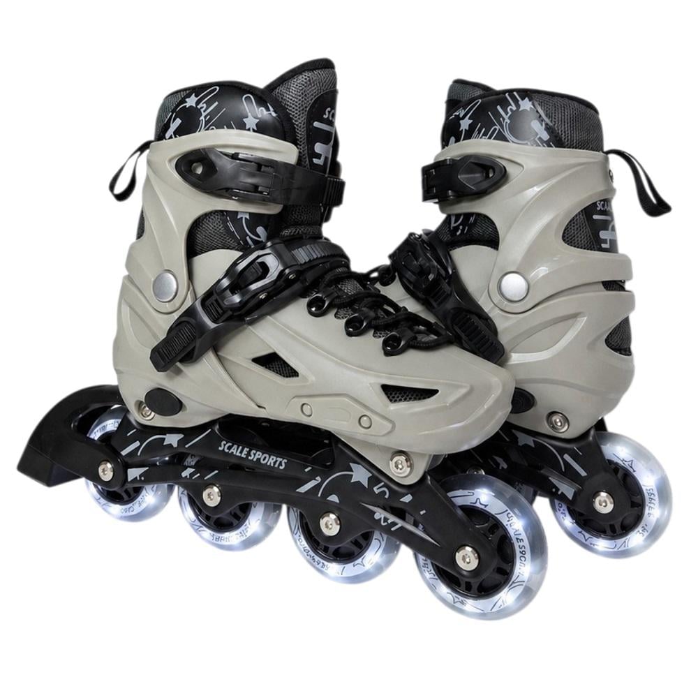 Комплект роликовые коньки-квады детские с защитой Scale Sports LF 605 р. 34-38 Серый (1921280338)