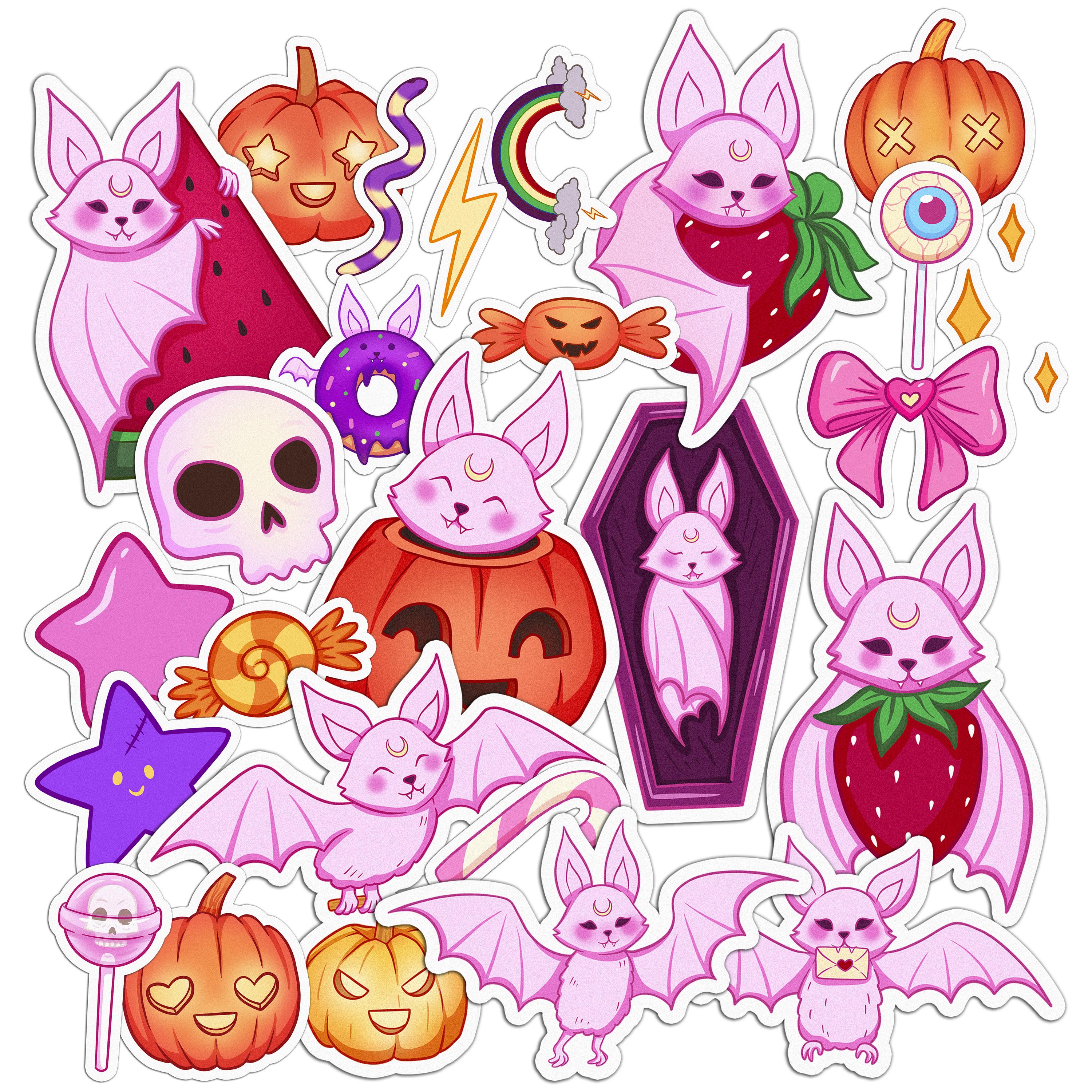 Набор стикеров Lex Altern Клубничная летучая мышь виниловые 26 шт.