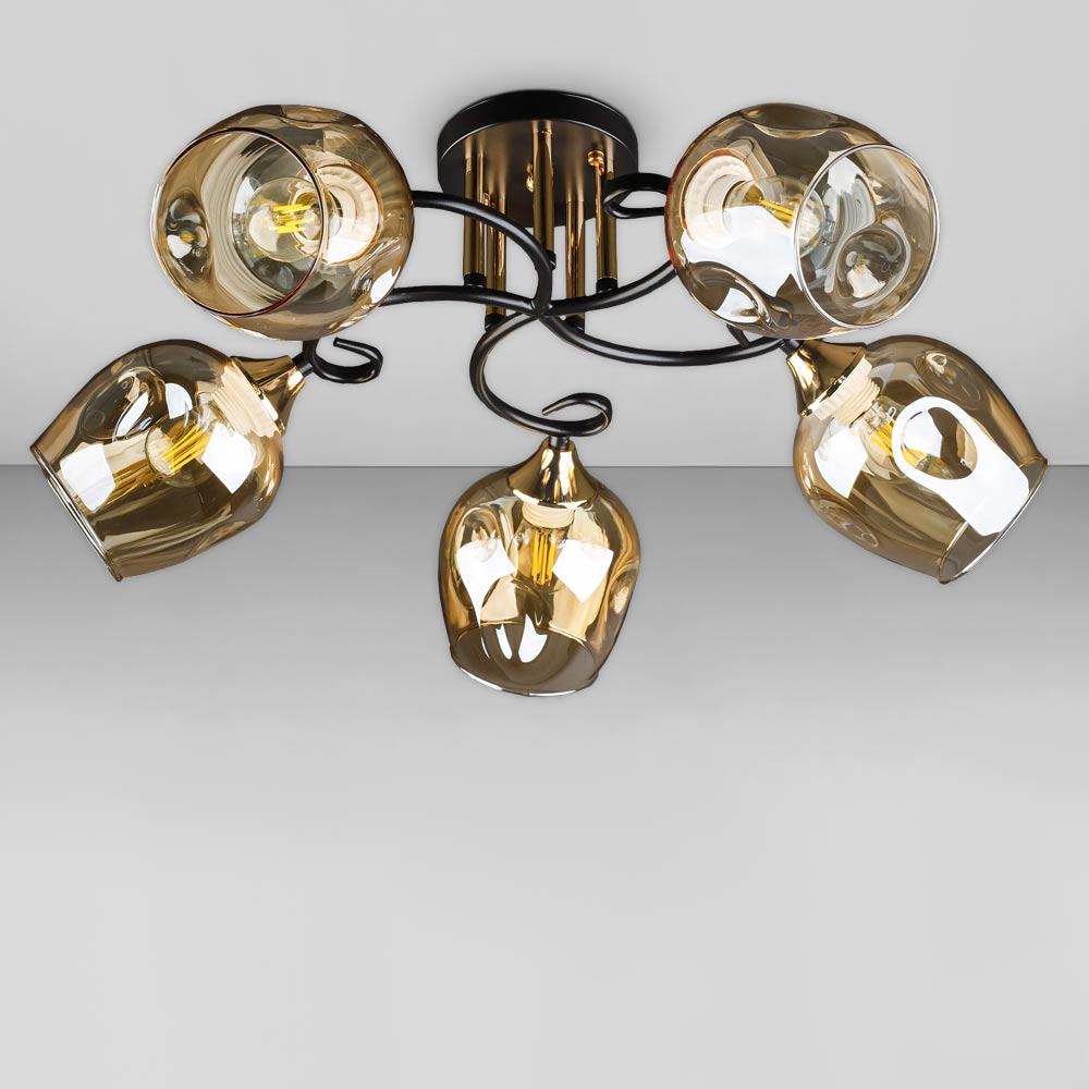 Люстра потолочная Light House DL-18663/5 Черный/Золотой/Шампань