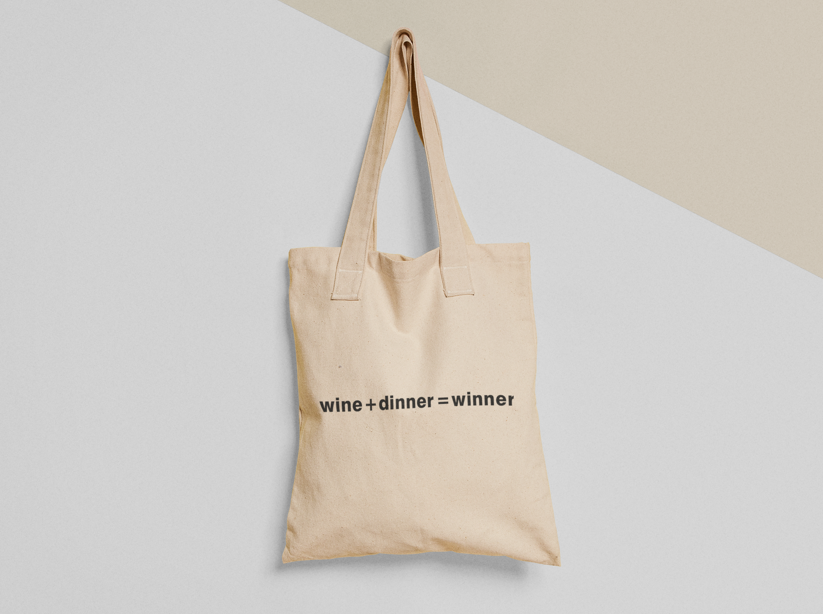Эко-сумка шоппер с принтом "Wine dinner winner" 38х40 см Бежевый (ПН48-Т)