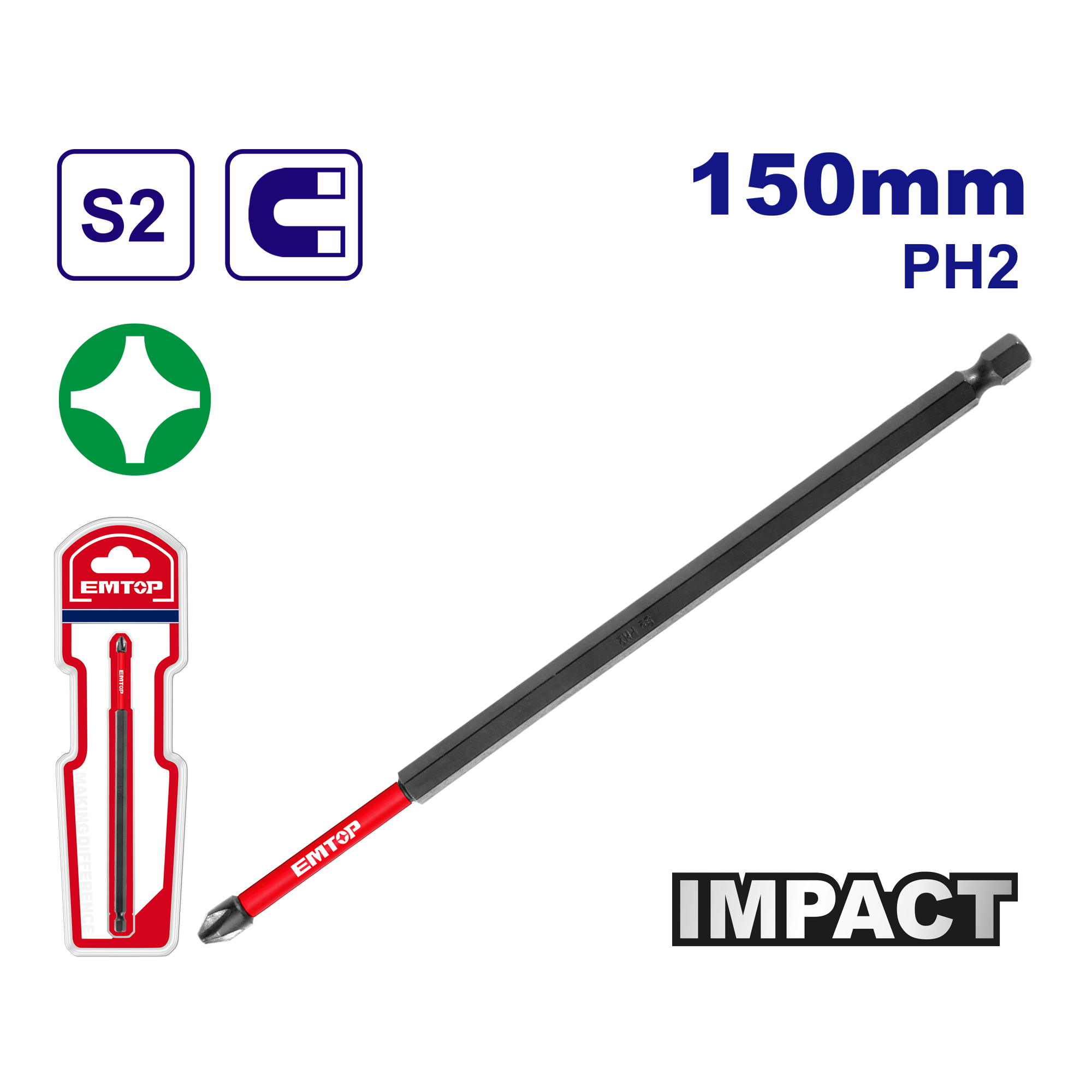 Бита ударная EMTOP ESBTM5PH2150 - фото 2 Бита ударная EMTOP ESBTM5PH2150 - фото 2