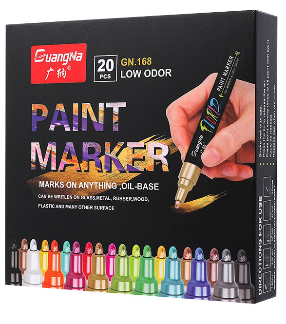 Набор перманентных водостойких маркеров YOVER на масляной основе 20 цветов (GN-168-20)