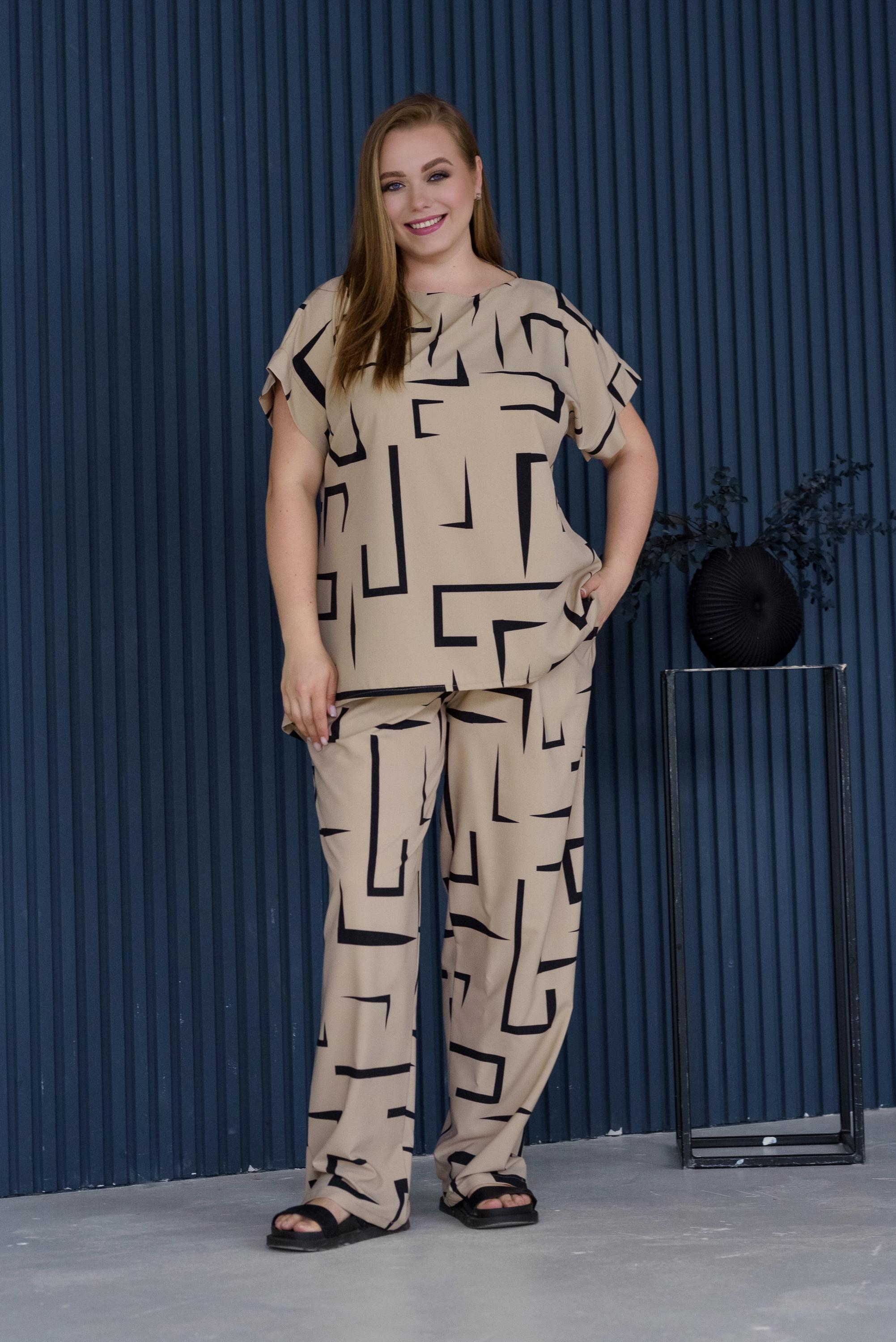 Костюм женский штапельный Альмина р. 58 Бежевый (26813256) - фото 5 Костюм женский штапельный Альмина р. 58 Бежевый (26813256) - фото 5