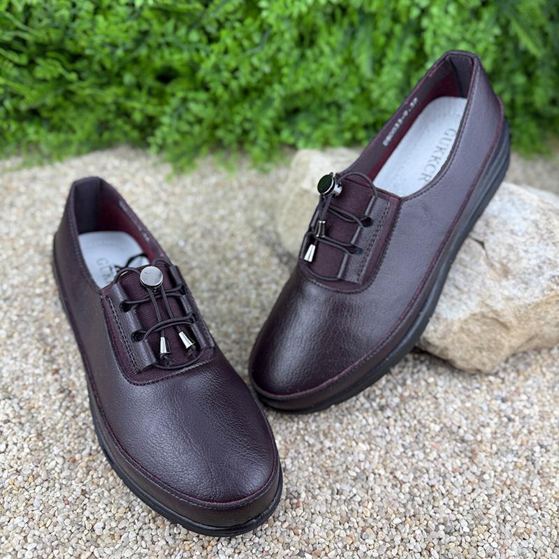 Мокасини жіночі шкіряні Е-002033-9 p. 39 25 см Бордовий (109174550)