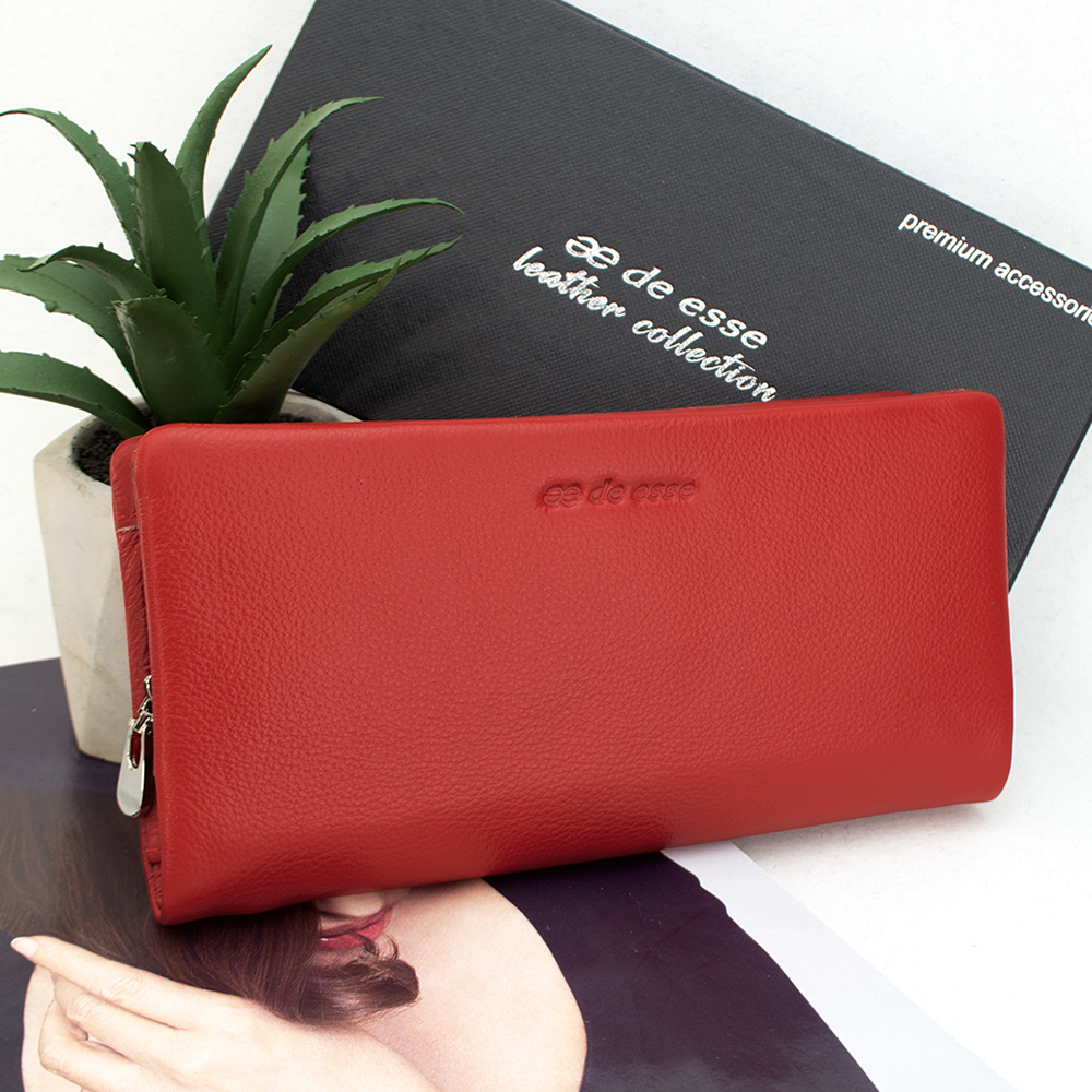 Кошелек женский кожаный De Esse LC14091-GD02 на магнитах Красный (1842912306)
