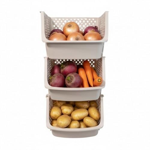 Этажерка пластиковая модульная 3 секции 35х30х75 см Бежевый (7413)