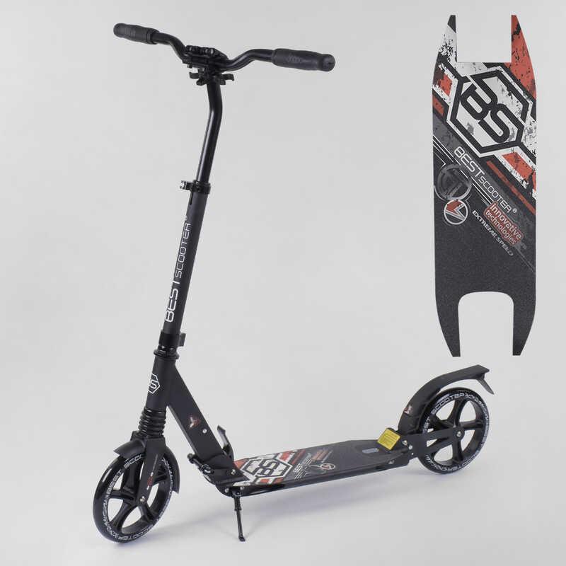 Самокат алюминиевый Best Scooter с PU колесами и 2 аммортизаторами Black/Red (92087) - фото 5