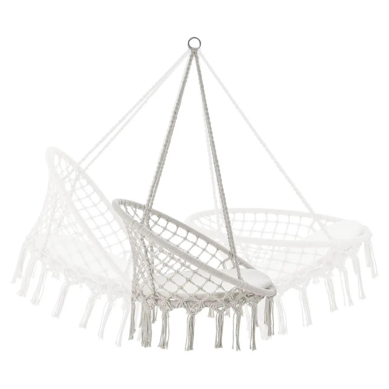 Кресло-гамак подвесное бразильское Bonro B-092-2 120 кг и подушка Бежевый - фото 2 Кресло-гамак подвесное бразильское Bonro B-092-2 120 кг и подушка Бежевый - фото 2