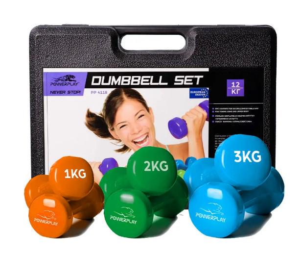 Набір гантелі в кейсі PowerPlay Fitness Dumbells 4118 12 кг (PP_4118_12kg)