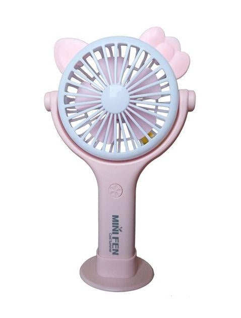 Вентилятор аккумуляторный ручной Mini Fan CS092-2 с ушками и подсветкой Розовый (29711212)