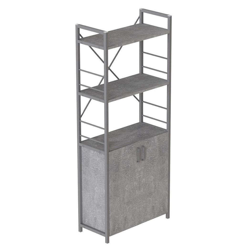 Этажерка Ferrum-decor 3/60 Коннект с тумбой 144x60x28 см Серый/Бетон (FRD-104462)