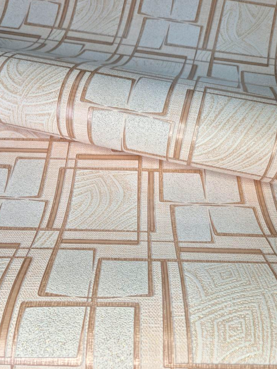 Шпалери вінілові 9421-02 з геометрією для коридору/кухні/вітальні 10x0,53 м Бежево-коричневий (2561468652) - фото 5