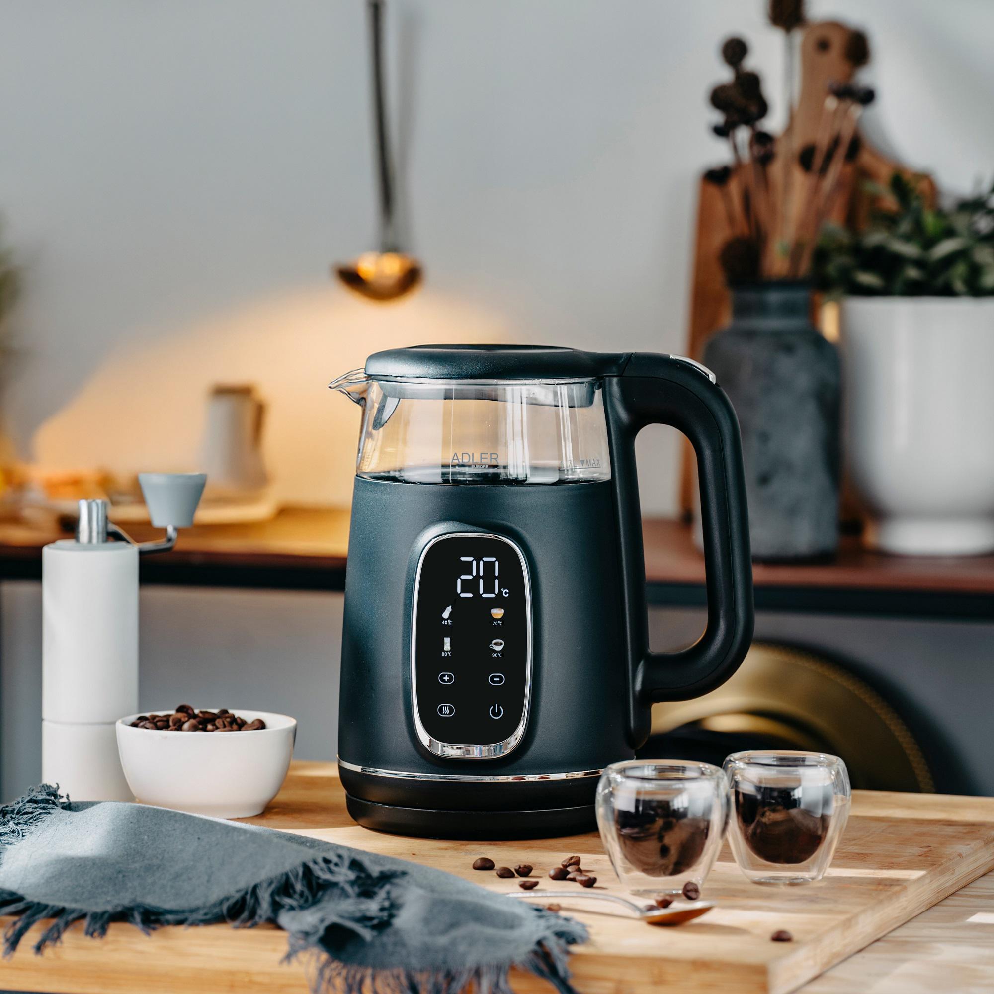 Электрочайник Adler AD 1305 пластик/стекло дисплей/регулятор температуры 1,7 л Black/Silver (27222611) - фото 10