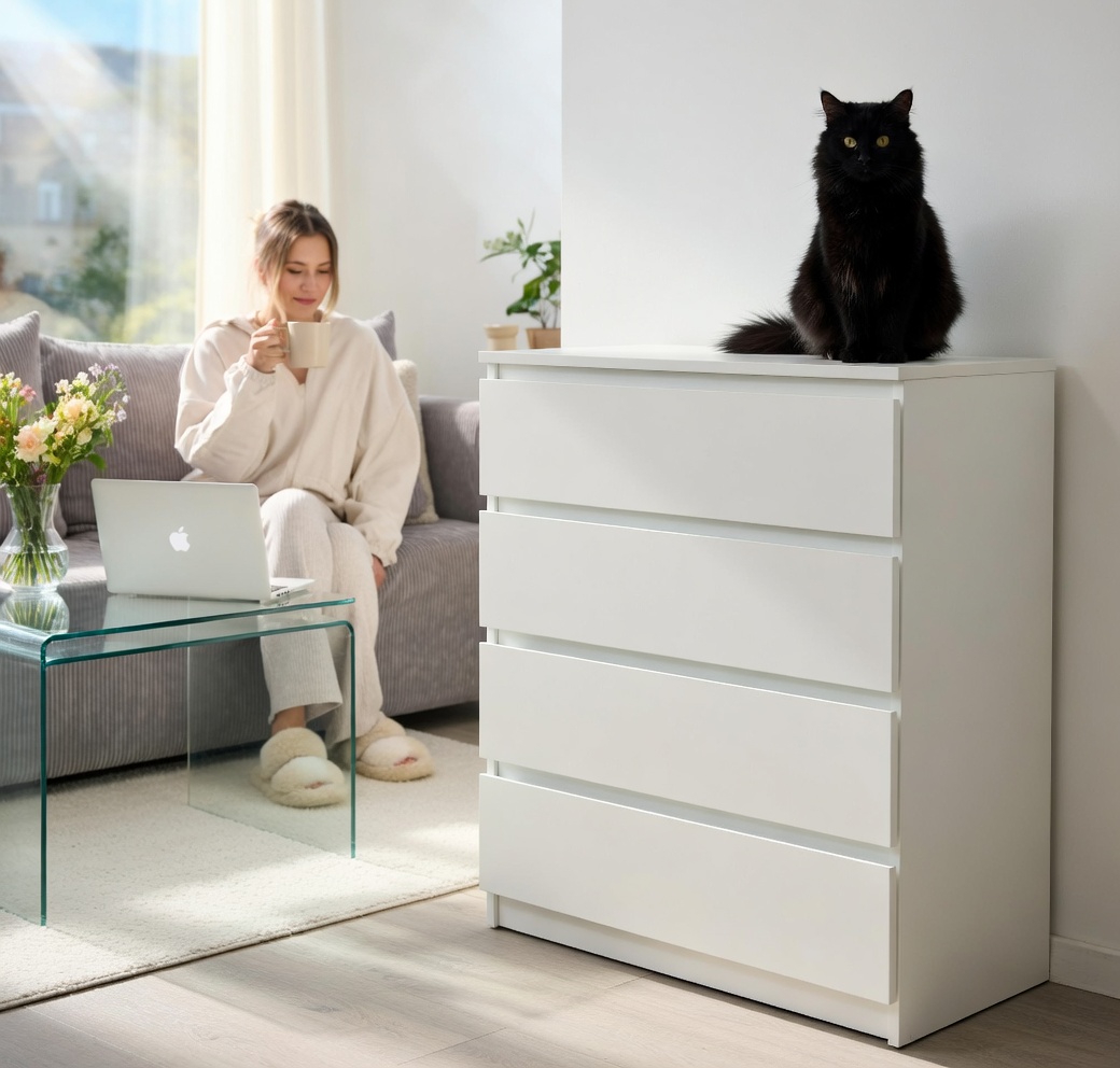 Комод для одежды Мастер Форм Брайт ДСП 900х376х950 мм без ручек Белый (201781)