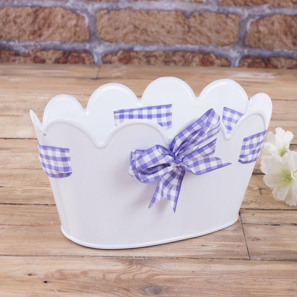 Кашпо с сиреневым бантиком Белый (4011-1)