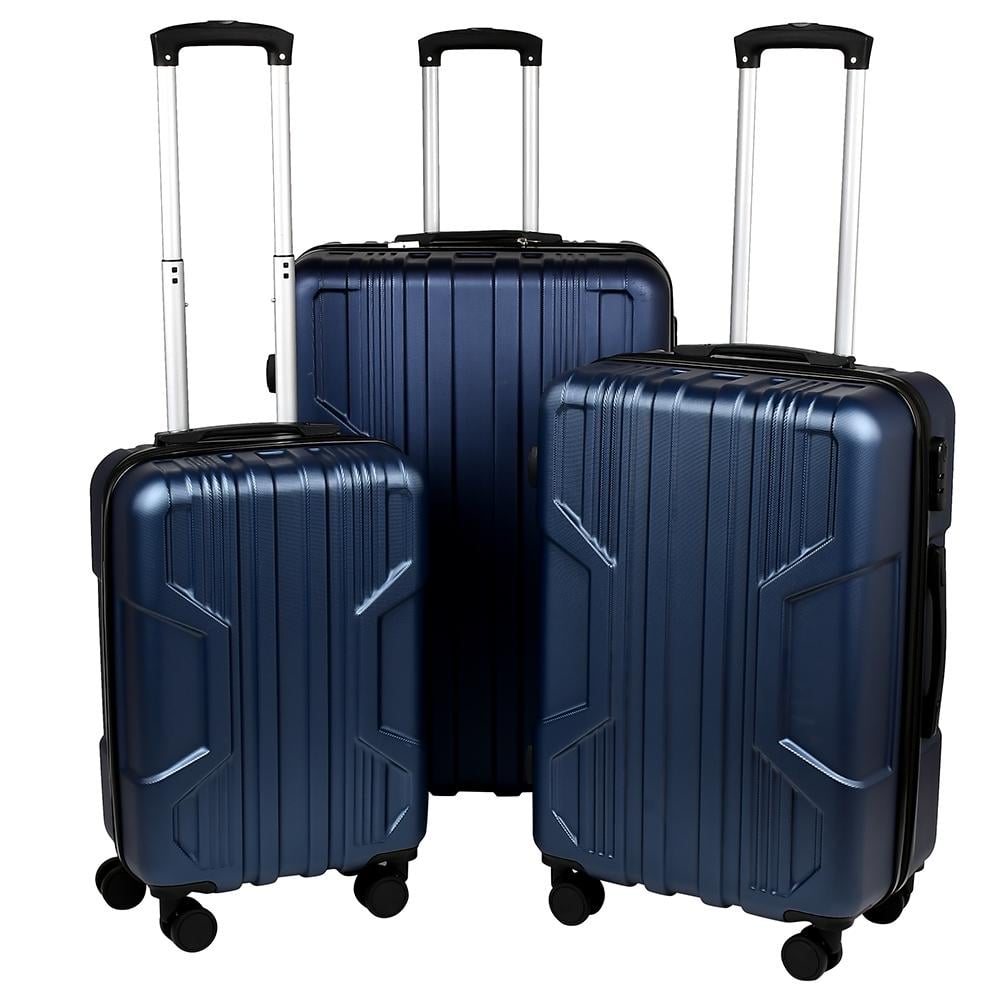 Комплект чемоданов Stenson R33423-DB пластик телескопические ручки 20 /24 /28 3 шт. Cиний (618733)