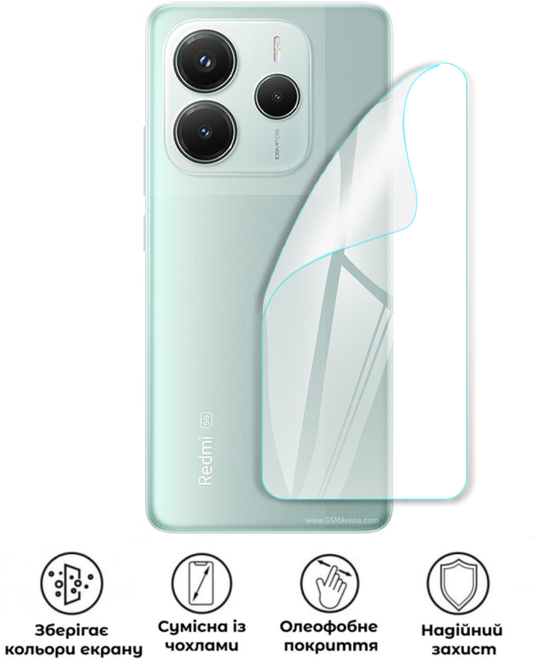 Захисна поліуретанова глянцева плівка Simple Armor на корпус смартфона Xiaomi Redmi Note 14 5G (PF-S02CSG-003-293) - фото 2 Захисна поліуретанова глянцева плівка Simple Armor на корпус смартфона Xiaomi Redmi Note 14 5G (PF-S02CSG-003-293) - фото 2