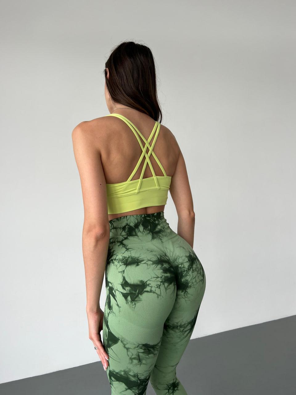 Леггинсы с мраморным принтом S Зеленый (HX0130000S) - фото 6
