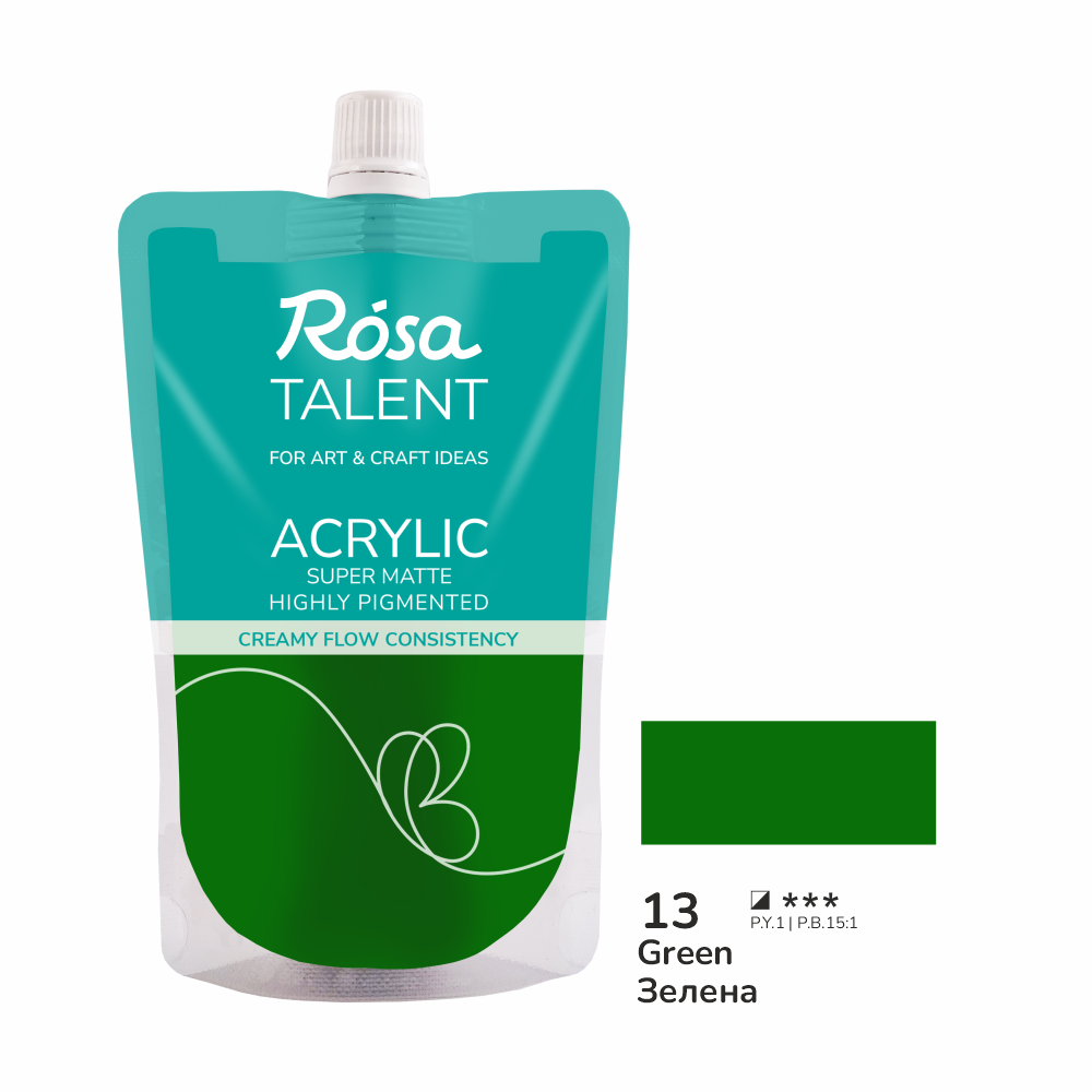 Акриловая краска Rosa Talent 200 мл 13 Зеленая (Az1-4823098548928) Акриловая краска Rosa Talent 200 мл 13 Зеленая (Az1-4823098548928)
