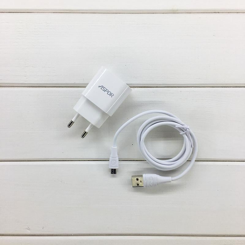 Зарядное устройство для телефонов Aspor A818 2,4 A 1 USB кабель micro-USB Белый (557-925030)