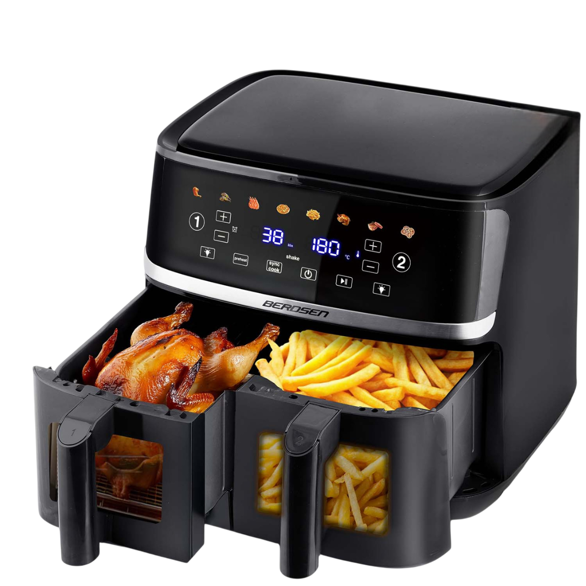 Двокамерний аерогриль Berdsen BD-657 1700 Вт 10,2 л Чорний (100938)