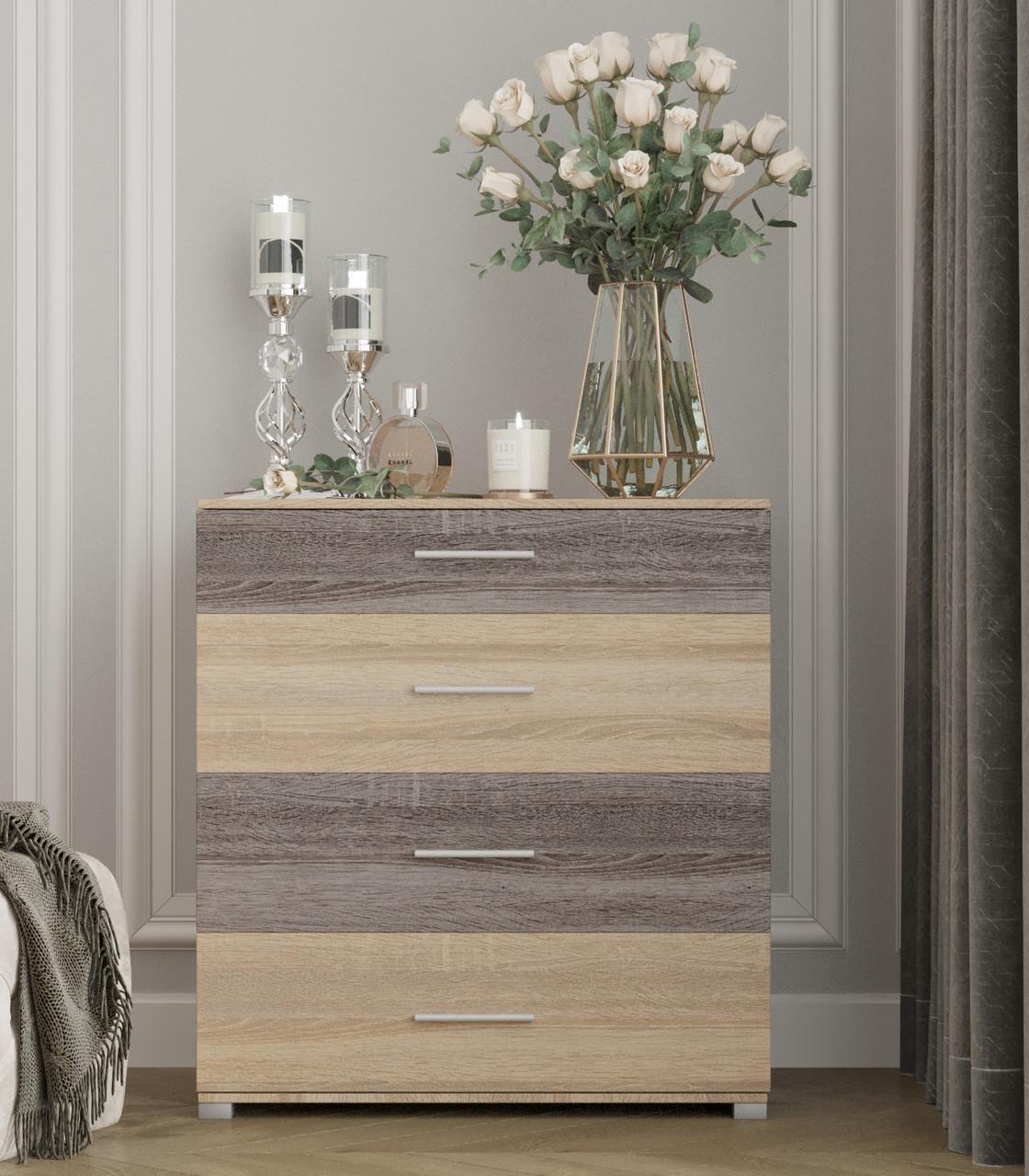 Комод Эверест на 4 ящика Бриз К-5 70х38х72,5 см Сонома/Трюфель (DTM-2048)