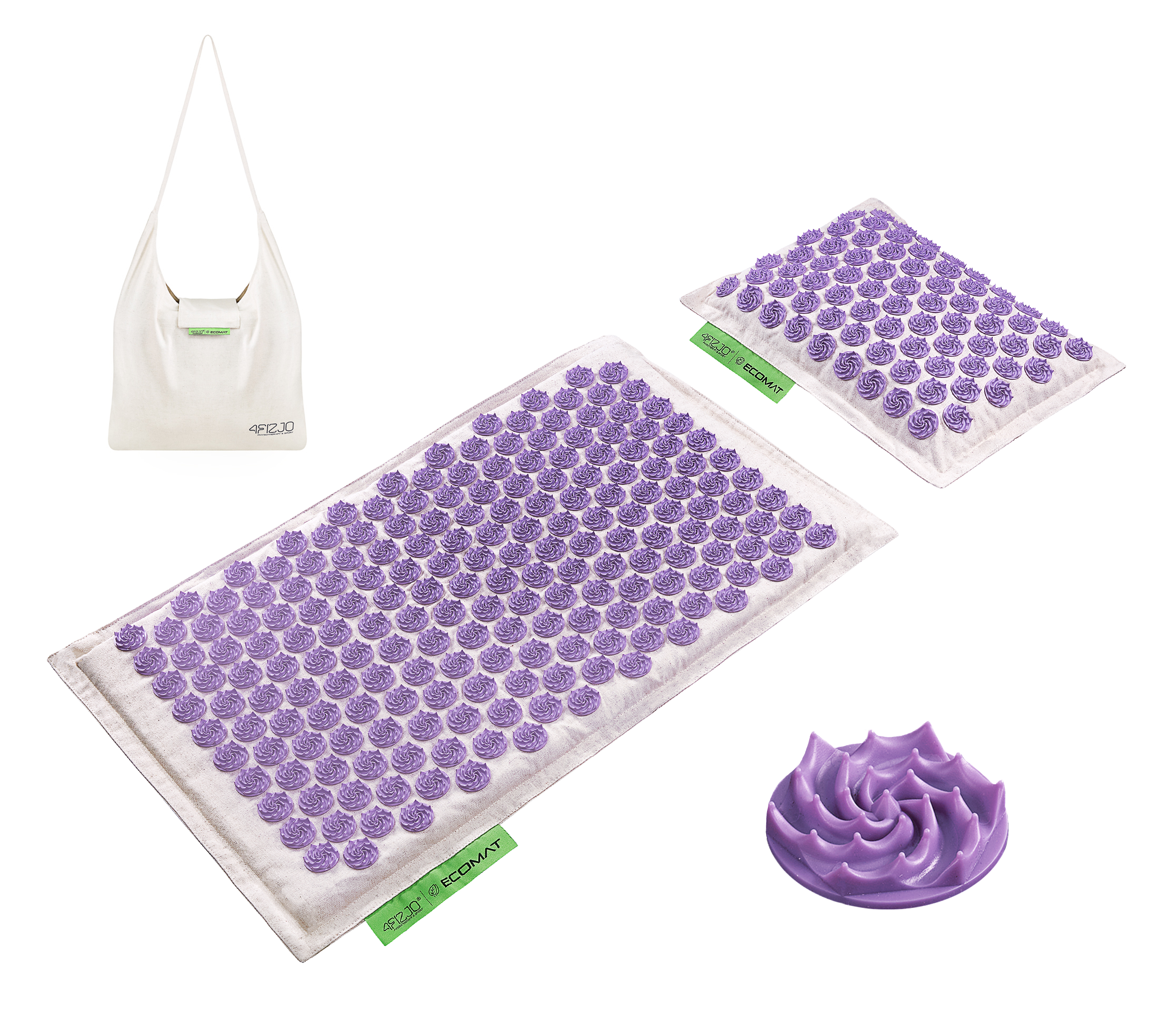 Килимок акупунктурний 4fizjo Eco Mat з подушкою 68x42 см White/Purple (4FJ0178) - фото 2