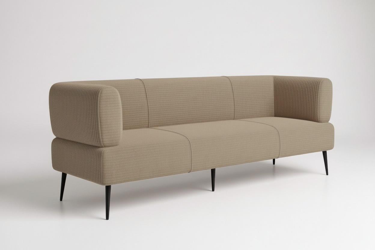 Диван офисный Tobi Sho Бенно-1 с подлокотниками велюр вельвет 1800х720х750 мм Lotus 09/DK Beige