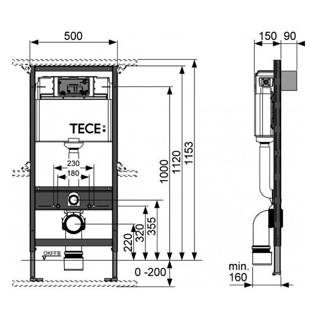 Инсталляция TECEbase 9400005 комплект 4в1 c кнопкой смыва (9.400.005) - фото 2