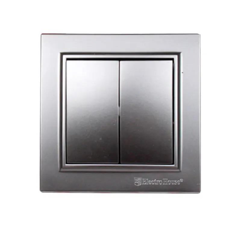 Вимикач подвійний ElectroHouse Enzo IP22 Срібний камінь (EH-2182-ST) Вимикач подвійний ElectroHouse Enzo IP22 Срібний камінь (EH-2182-ST)